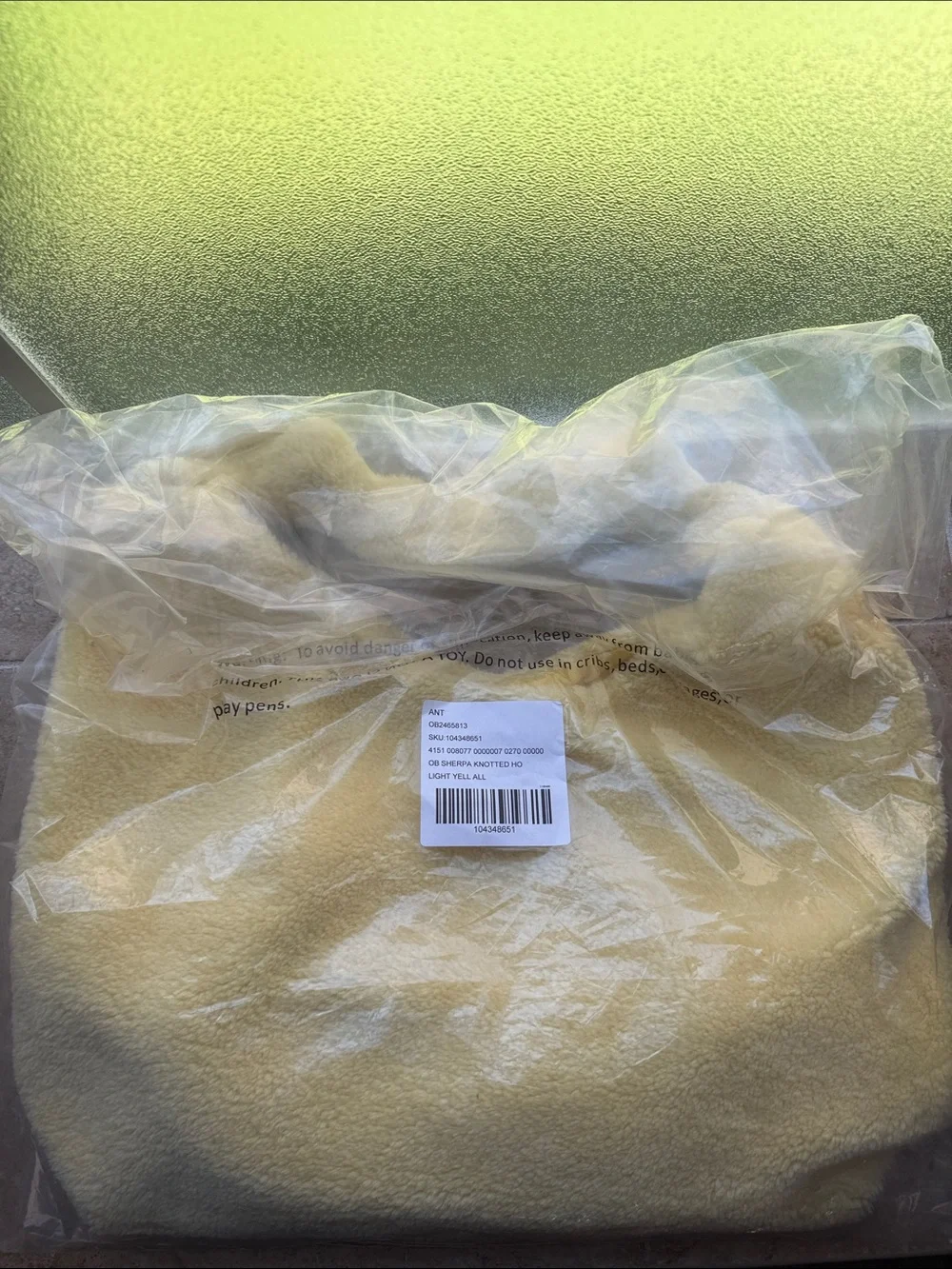 Anthropologie Love Knot Slouchy Bag Sherpa Fleece Edition Lemon Yellow Zip Pouch
